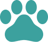 Blue-green paw icon design